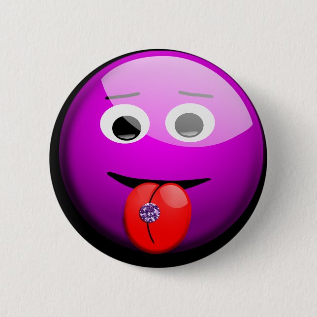 Badge Rond 5 Cm Visage avec bouton de langue percé (Devant)