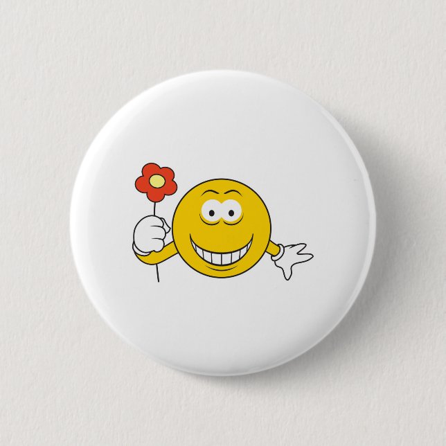 Badge Rond 5 Cm Visage avec Fleur (Devant)