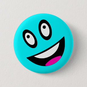 Badge Rond 5 Cm Visage bleu