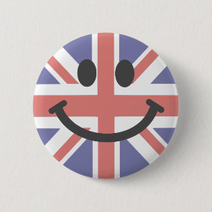 Badge Rond 5 Cm Visage britannique de drapeau