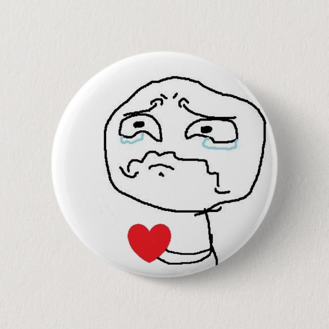 Badge Rond 5 Cm Visage comique du coeur brisé (Devant)
