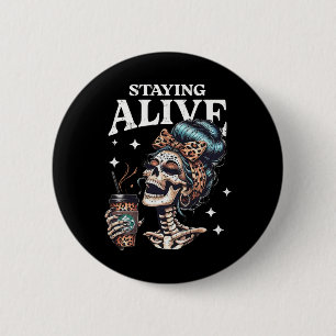 Badge Rond 5 Cm Visage Crâne effrayant Pour Un Costume Halloween D