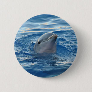 Badge Rond 5 Cm Visage dauphin en Océan mignonne Photo