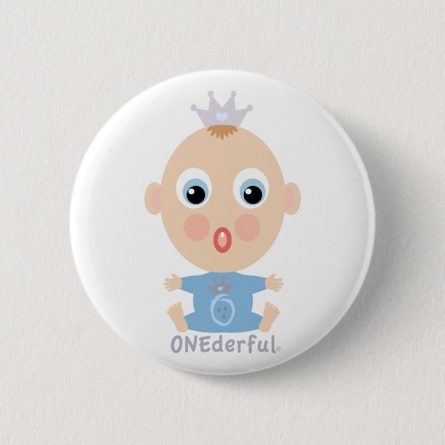 Badge Rond 5 Cm Visage de BÉBÉ d'ONEderful - bleu (Devant)