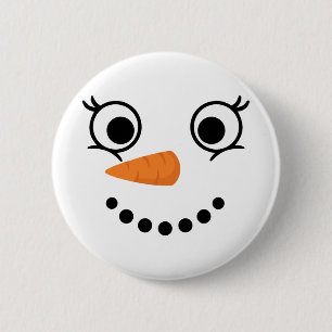 Badge Rond 5 Cm Visage de bonhomme de neige d'hiver Cils Noël Xmas