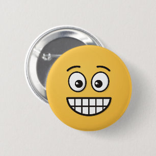 Badge Rond 5 Cm Visage de broyage avec yeux ouverts