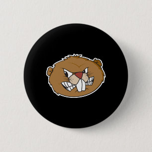 Badge Rond 5 Cm visage de castor en colère