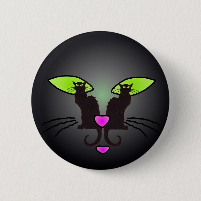 Badge Rond 5 Cm VISAGE de CAT NOIR par SHARON SHARPE (Devant)