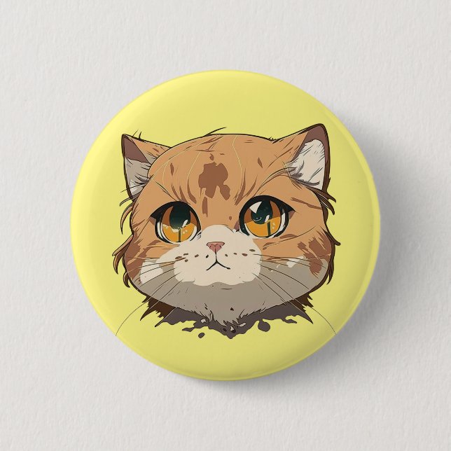 Badge Rond 5 Cm Visage de chat d'Anime (Devant)