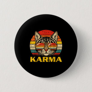 Badge Rond 5 Cm Visage de Chat Lunettes Karma Drôle Chat Chat Homm