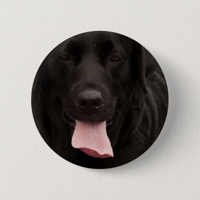 Badge Rond 5 Cm Visage de chien noir (Devant)