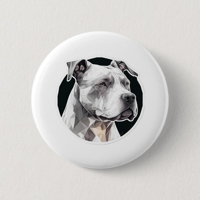 Badge Rond 5 Cm Visage de chien Pitbull (Devant)