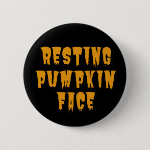 Badge Rond 5 Cm Visage de citrouille au repos - Drôle d'Halloween
