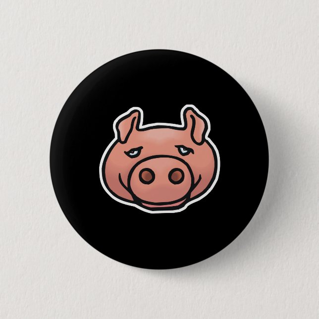 Badge Rond 5 Cm visage de cochon rigolo (Devant)