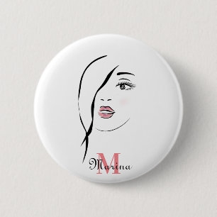 Badge Rond 5 Cm visage de fille,glamour , visage, moderne personna