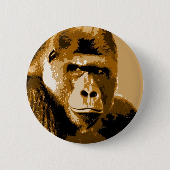 Badge Rond 5 Cm Visage de Gorilla (Devant)
