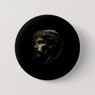 Badge Rond 5 Cm Visage de Jésus-Christ avec couronne d'épines Dieu