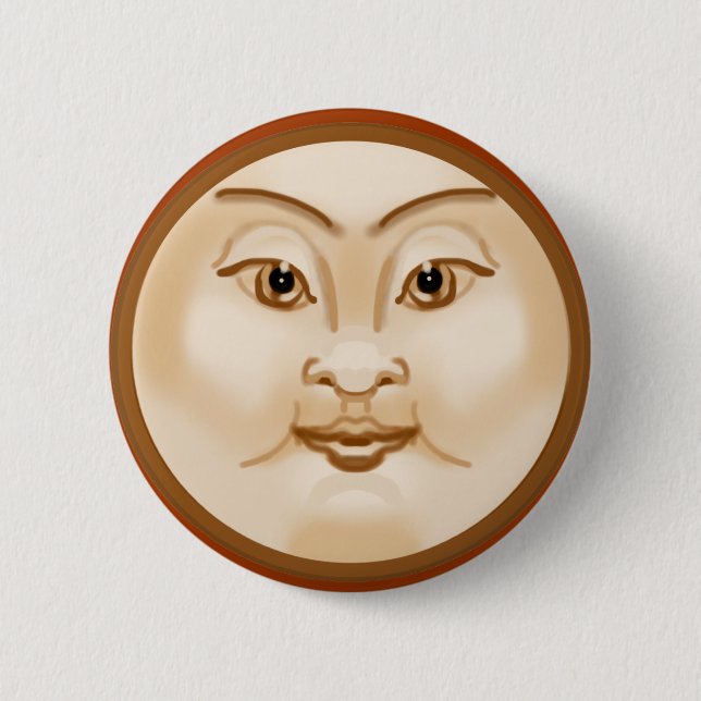 Badge Rond 5 Cm Visage de la lune (Devant)
