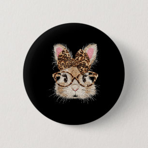 Badge Rond 5 Cm Visage de lapin drôle Gles Bandana Léopard Lapin H
