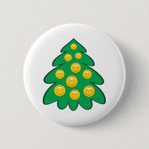 Badge Rond 5 Cm Visage de l'arbre de Noël
