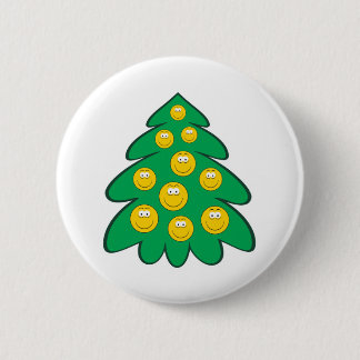 Badge Rond 5 Cm Visage de l'arbre de Noël