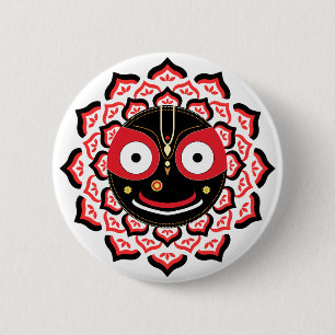 Badge Rond 5 Cm Visage de Lord Jagannath Chakra Dieu hindou