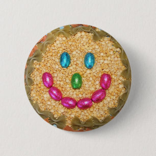 BADGE ROND 5 CM VISAGE DE NOURRITURE