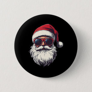 Badge Rond 5 Cm Visage de Père Noël Cool Lunettes de soleil Rétro
