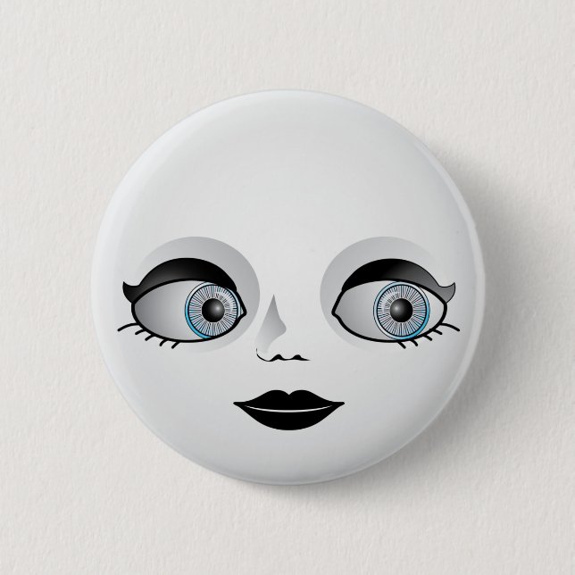 Badge Rond 5 Cm Visage de poupée de Goth (Devant)