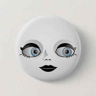 Badge Rond 5 Cm Visage de poupée de Goth