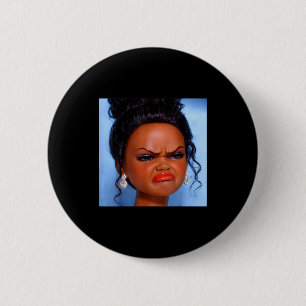 Badge Rond 5 Cm Visage de poupée noire dégoûté et en colère mème V