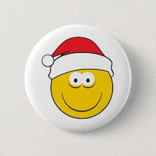 Badge Rond 5 Cm Visage de Santa Hat