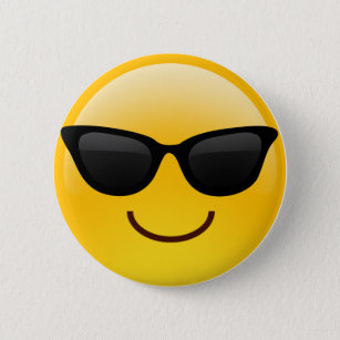 Badge Rond 5 Cm Visage de sourire avec des lunettes de soleil