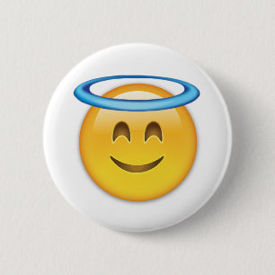 Badge Rond 5 Cm Visage de sourire avec le halo Emoji