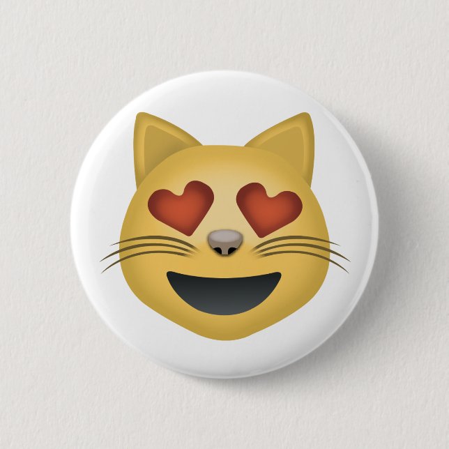 Badge Rond 5 Cm Visage de sourire de chat avec les yeux en forme (Devant)