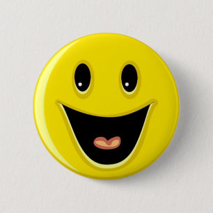 Badge Rond 5 Cm Visage de sourire riant jaune