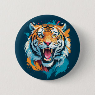 Badge Rond 5 Cm Visage de tigre torride