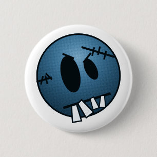 BADGE ROND 5 CM VISAGE DE ZOMBIECON - BLEU