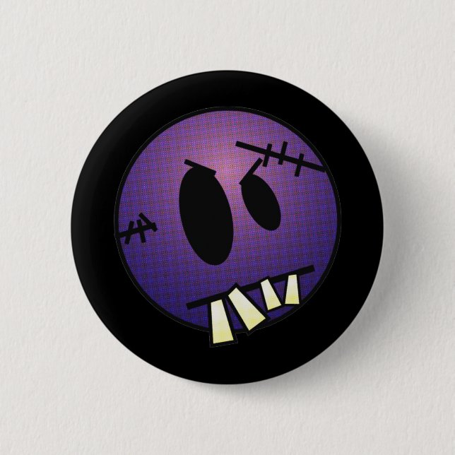 BADGE ROND 5 CM VISAGE DE ZOMBIECON - POURPRE (Devant)