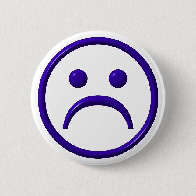 Badge Rond 5 Cm Visage déprimé, triste et bleu (Devant)