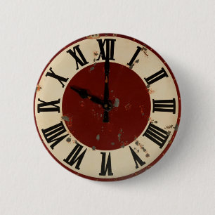 Badge Rond 5 Cm Visage d'horloge affligé par cru