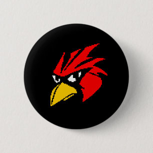 Badge Rond 5 Cm Visage d'oiseau pixelisé mignon