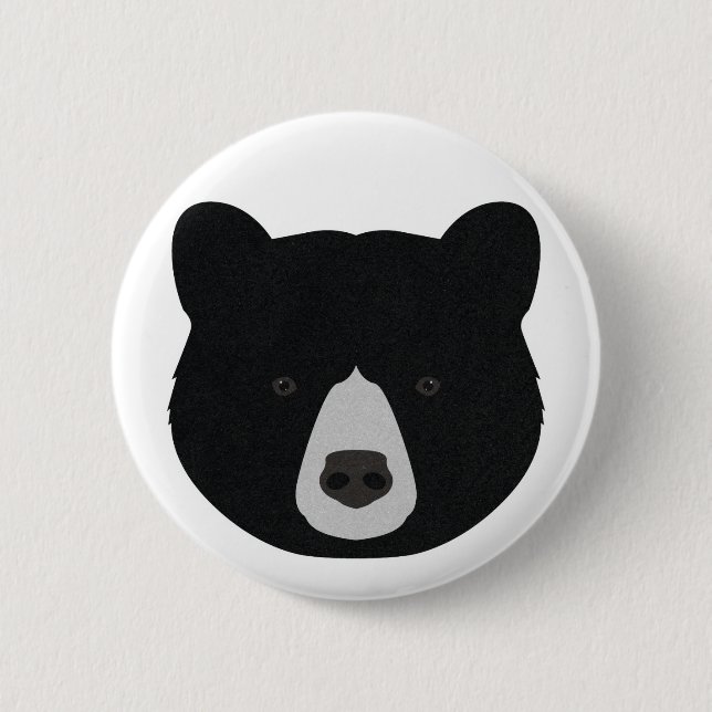 Badge Rond 5 Cm Visage d'ours noir (Devant)