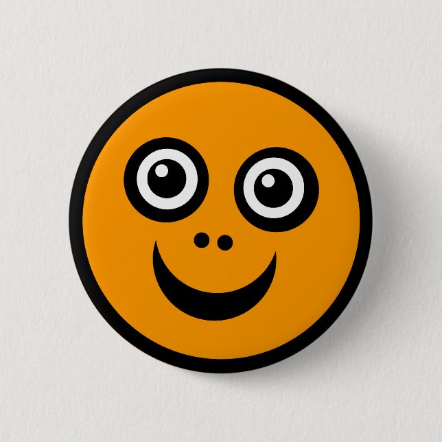 Badge Rond 5 Cm Visage drôle (couleur moi) - Orange (Devant)