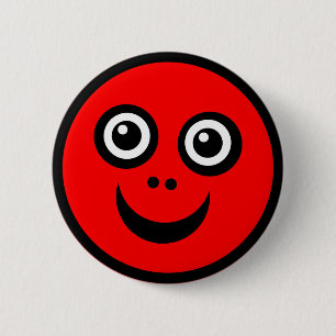 Badge Rond 5 Cm Visage drôle (couleur moi) - Rouge