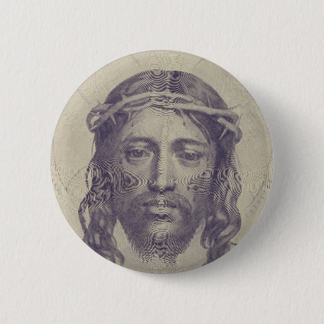 Badge Rond 5 Cm Visage du Christ sur le Voile de Saint-Veronica (Devant)