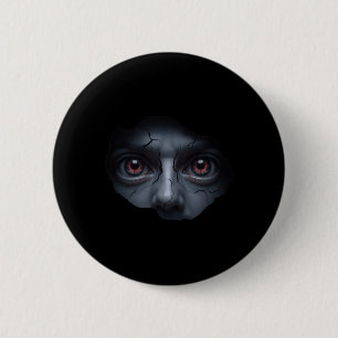 Badge Rond 5 Cm Visage effrayant - Drôle Stomach illusion Horreur