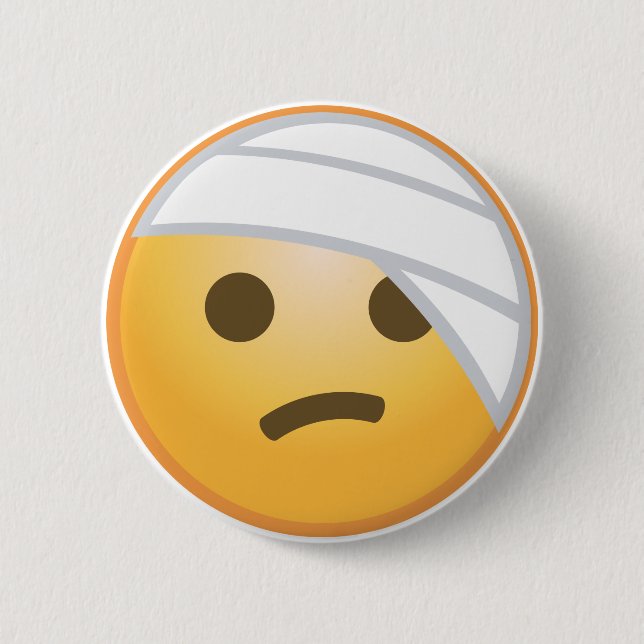 Badge Rond 5 Cm Visage Emoji de bandage (Devant)
