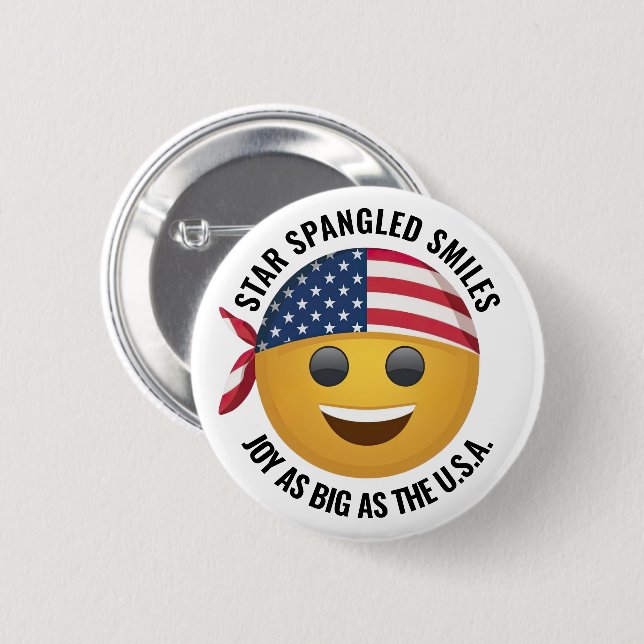 Badge Rond 5 Cm Visage Emoji Jaune (Devant & derrière)