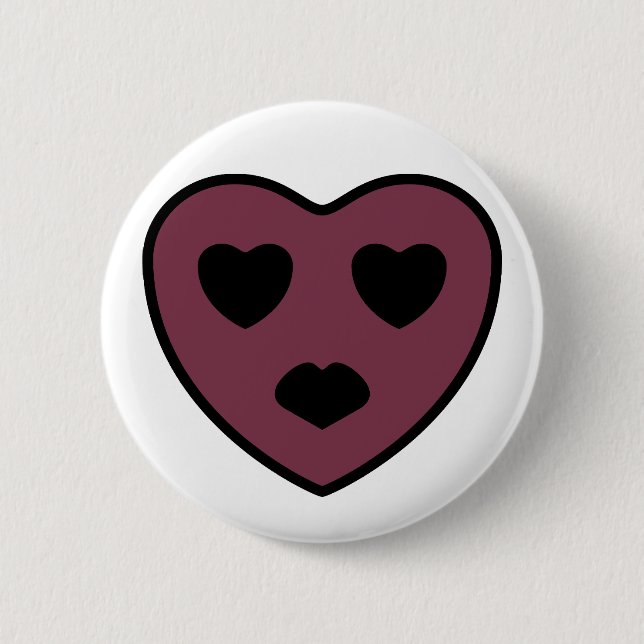 Badge Rond 5 Cm Visage en forme de cœur boudeur (Devant)